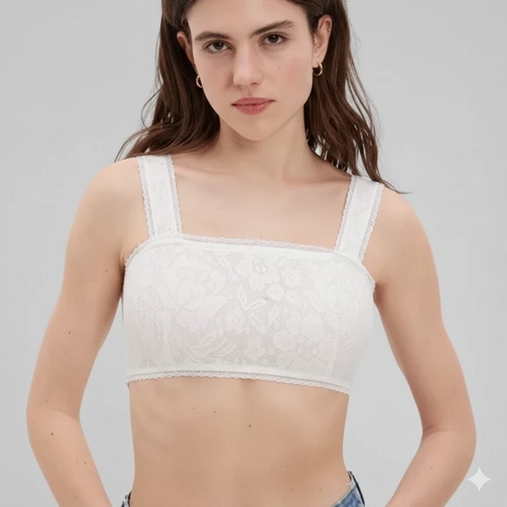 American Eagle · Small · Eyelet Smocked Crop Top · Cotton · White